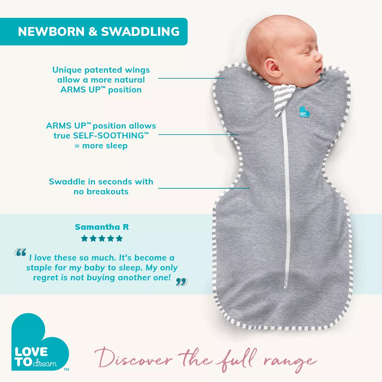 Swaddle Up™ Bamboo Lite White Kisses