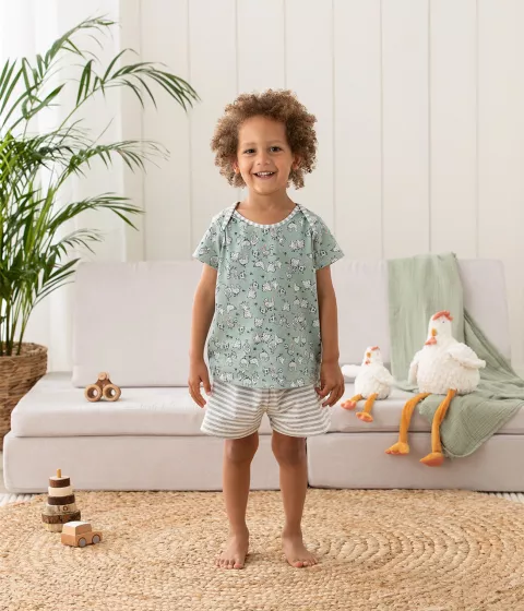 Love To Dream™ Kids Short Sleeve Pyjama Set Chicken Run Olive