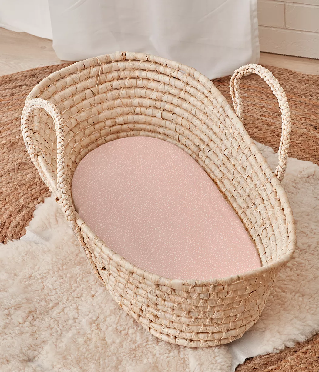 Love To Dream™ Twin Pack Fitted Bassinet / Basket Sheet Dusty Pink