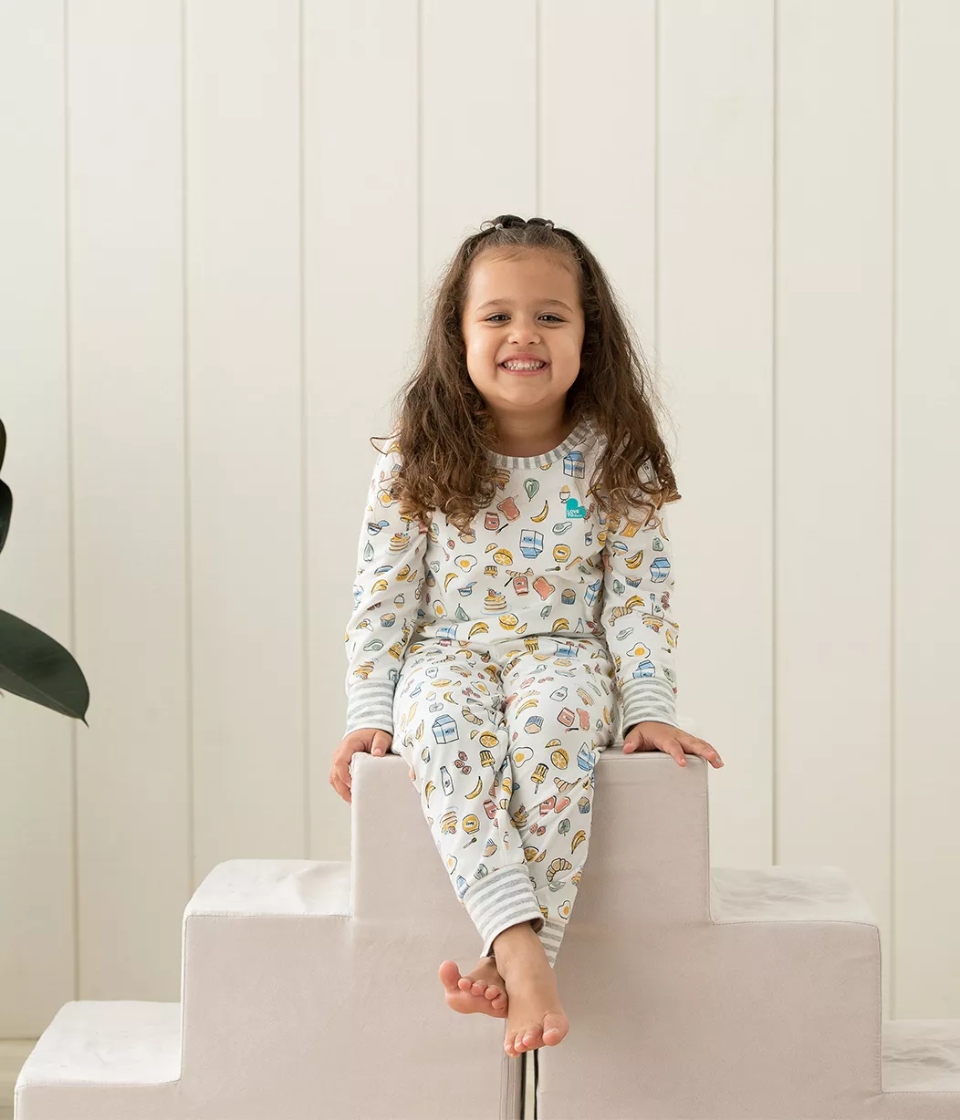 Love To Dream™ Pyjama Enfant Manches Longues Petit Déjeuner Blanc