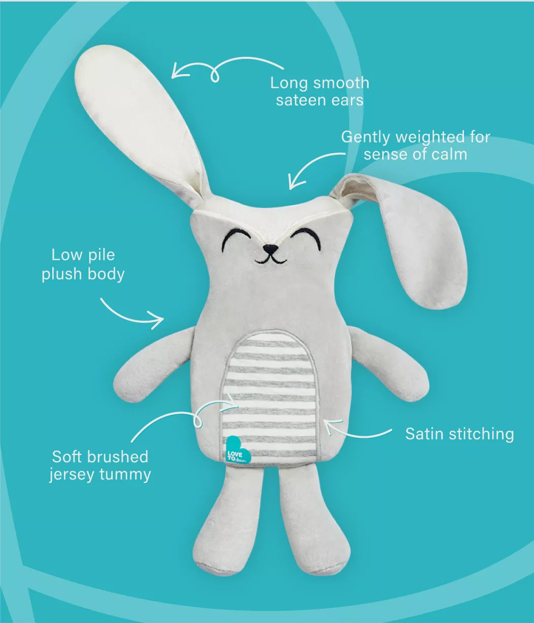 Self-Soothing Toy Stevie The Bunny™ Grey