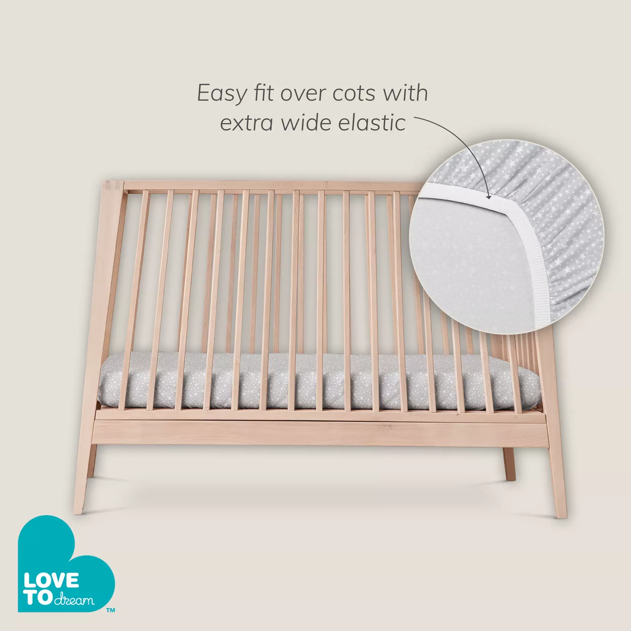 Love To Dream™ Twin Pack Fitted Cot / Crib Sheet Grey