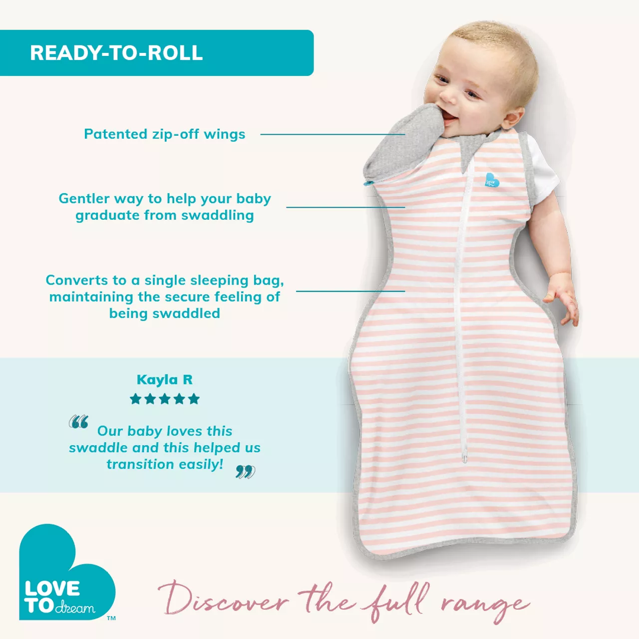 Swaddle Up™ Transition Bag Lite 0.2 TOG Gray You Are My